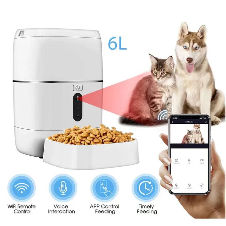 1080P camera Tuya smart WiFI Auto Pet Feeder remote mobile control 6L food Dispenser for Cats &Dogs Support Time setup
