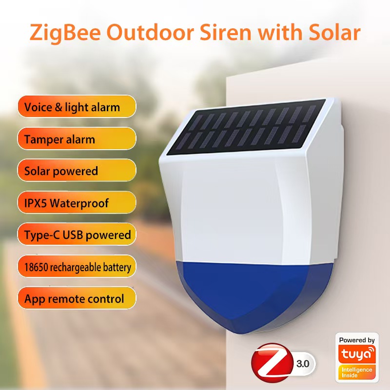 WiFi/ Zigbee Outdoor Sound & Light Alarms & Solar Alarms & Solar Sound & Light Alarms & Rain & Sun Protection Products