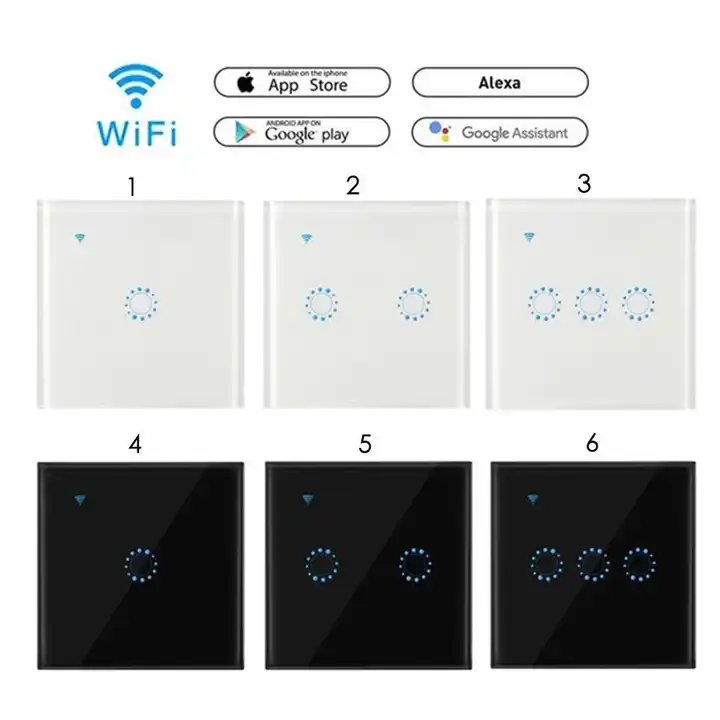 UK/ EK/ US  1 2 3 4 gang/2way/ 3way/ 4way Smart Wifi Touch Light Switch Smart Tuya Wifi Switches Work Alexa Google Home Wall Switch works with/ without Neutral line