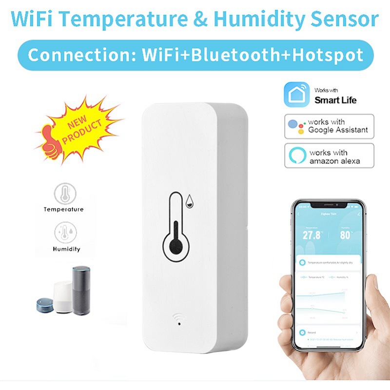 Tuya smart Wi-Fi temperature-humidity monitor sensor with app alert and voice control is ideal for monitoring your family's bab