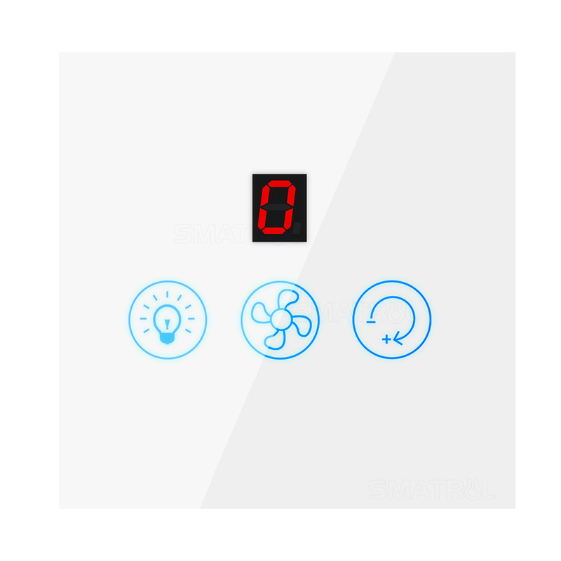 Tuya Smart Home Lamp Fan Switch Glass Material Wifi Smart Fan Light Switch With 1-5 Level Fan Speed And Light Control