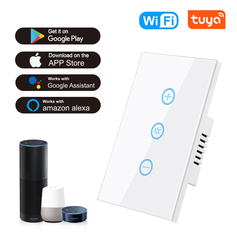 US AU  Standard Smart Home Wifi Smart Dimmer Switch Tuya Remote Control Alexa Google Voice Assistant Switch 250V