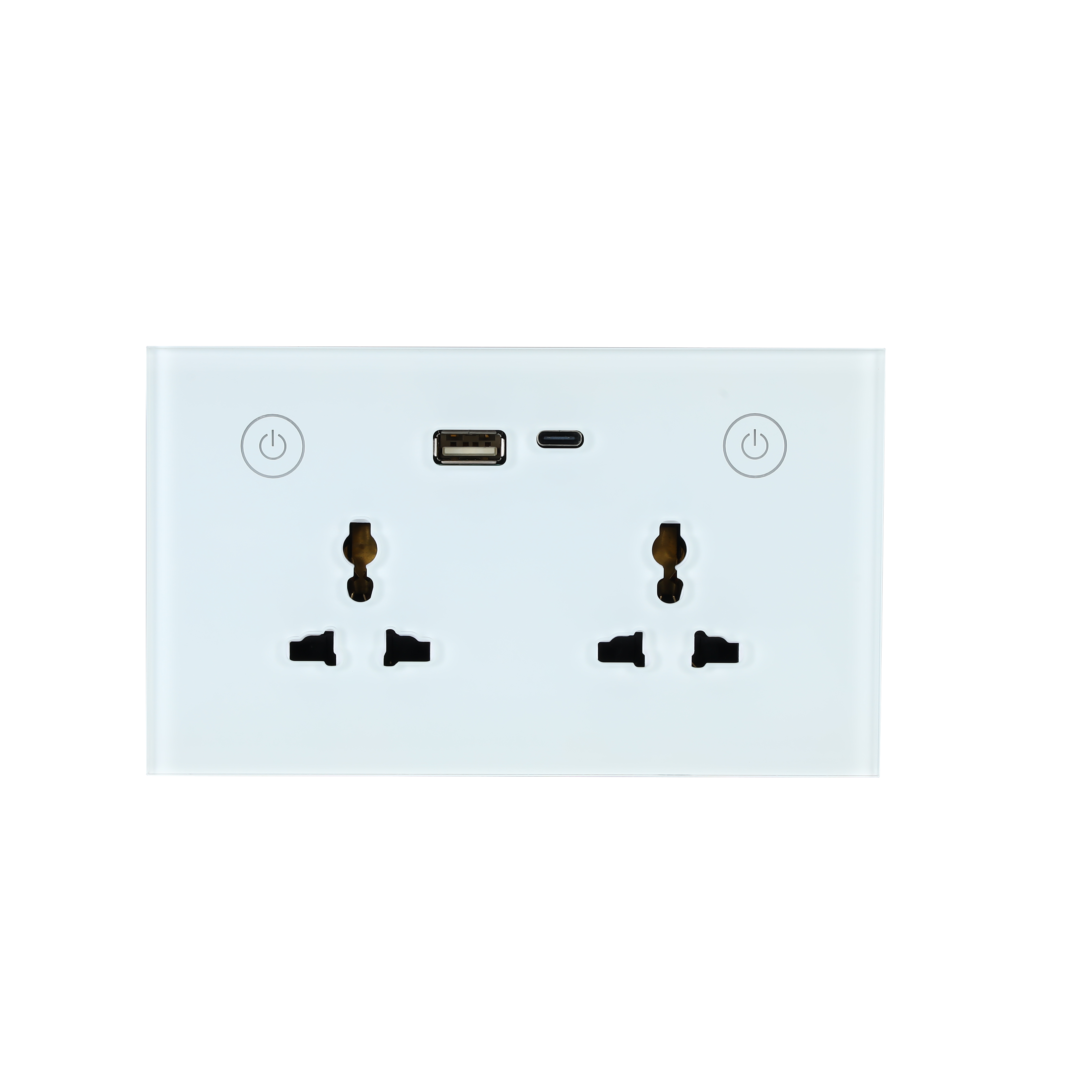 147 MM Glass Pane Tuya Wifi/ Zigbee/ Homkit /Matter / Ewelink Alexa Google Home Voice Type C with Usb Wall Double Universal Smart Socket