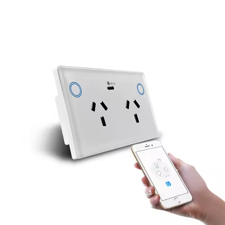 Tuya AU Standard Touch Sense Glass Panel Gpo Power Point Wifi Wall Socket Compatible Alexa Google Home Socket SAA certification