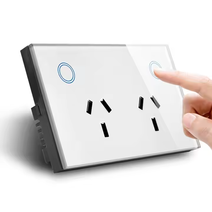 AU Standard Double Wall Socket With Glass Panel Touch Power Point SAA Approval 