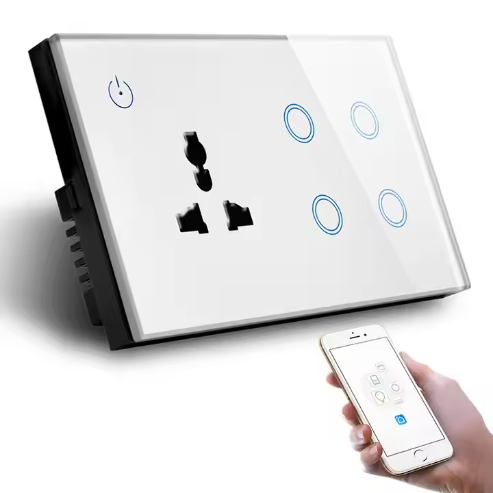  147*86MM Smart life Alexa Google Home Smart Wifi 4 Gang Switch & Universal Wifi Socket