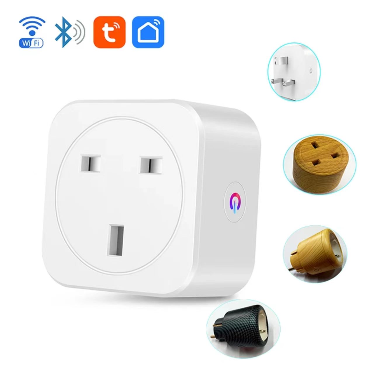 Hot Sale UK Tuya  Home Wifi Smart Electrical 16A Plug With single Socket Customized Logo Brand Wall Socket Alexa Google Plug With Energy Monitoring Timer Function