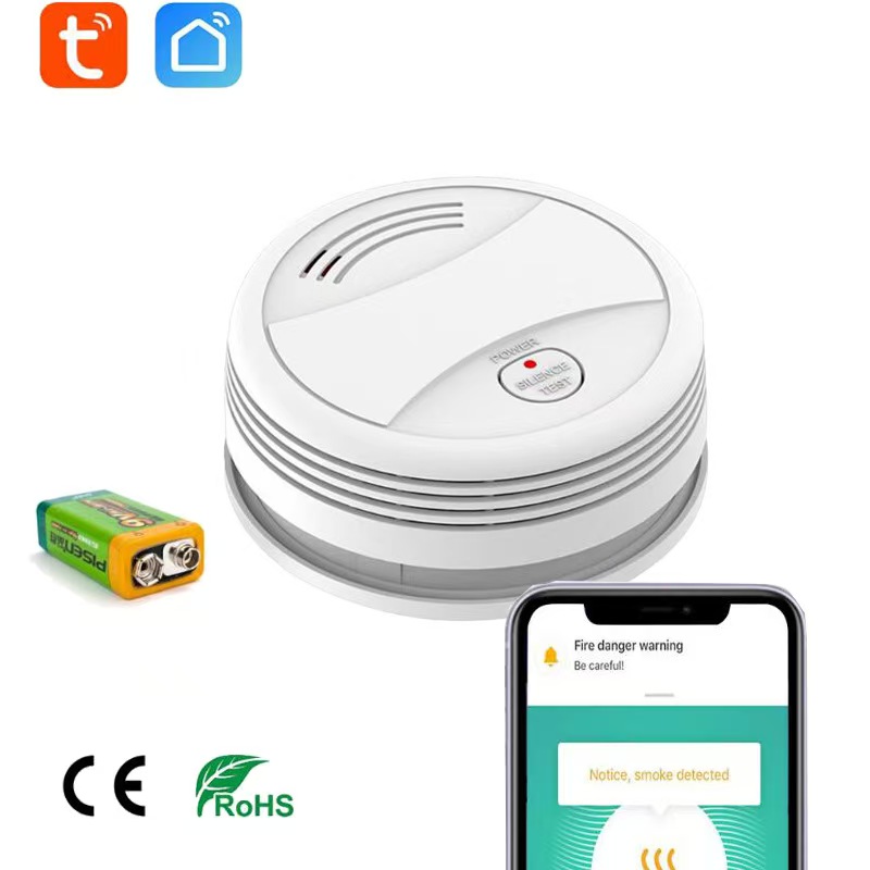 Factory Ce Certified Smart Life Wifi Tuya  Zigbee tuya Smoke Sensor Work With Home Alexa Google