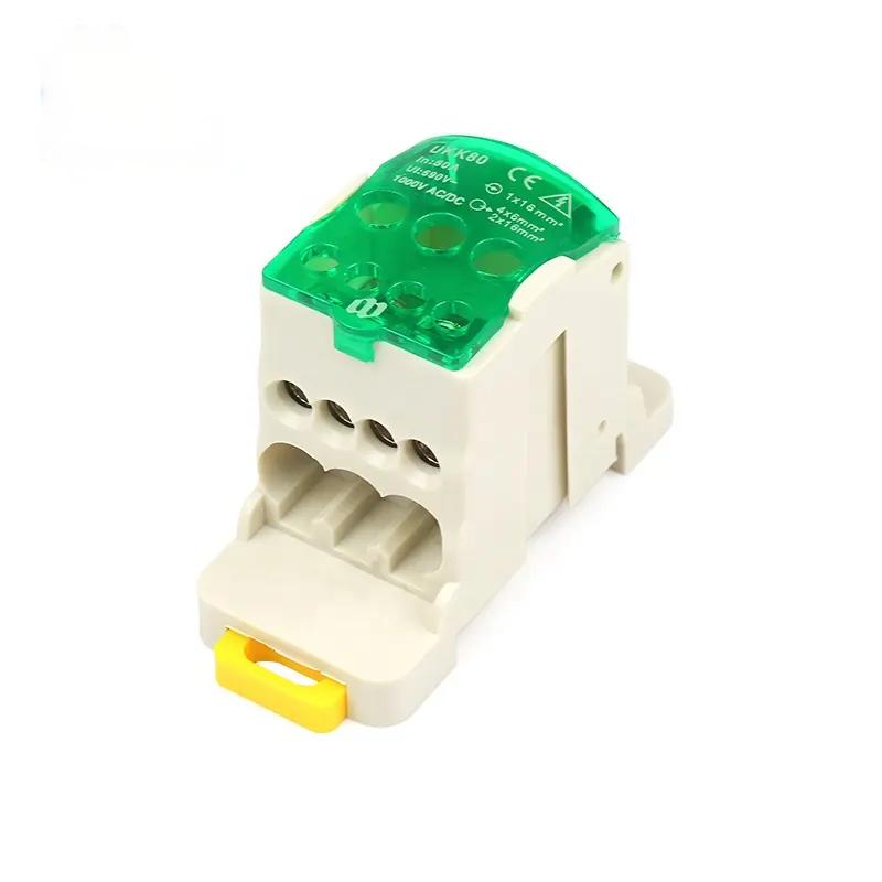 UKK Din Rail Unipolar Junction Box Screw Panel Power Distribution Terminal Block For 80A